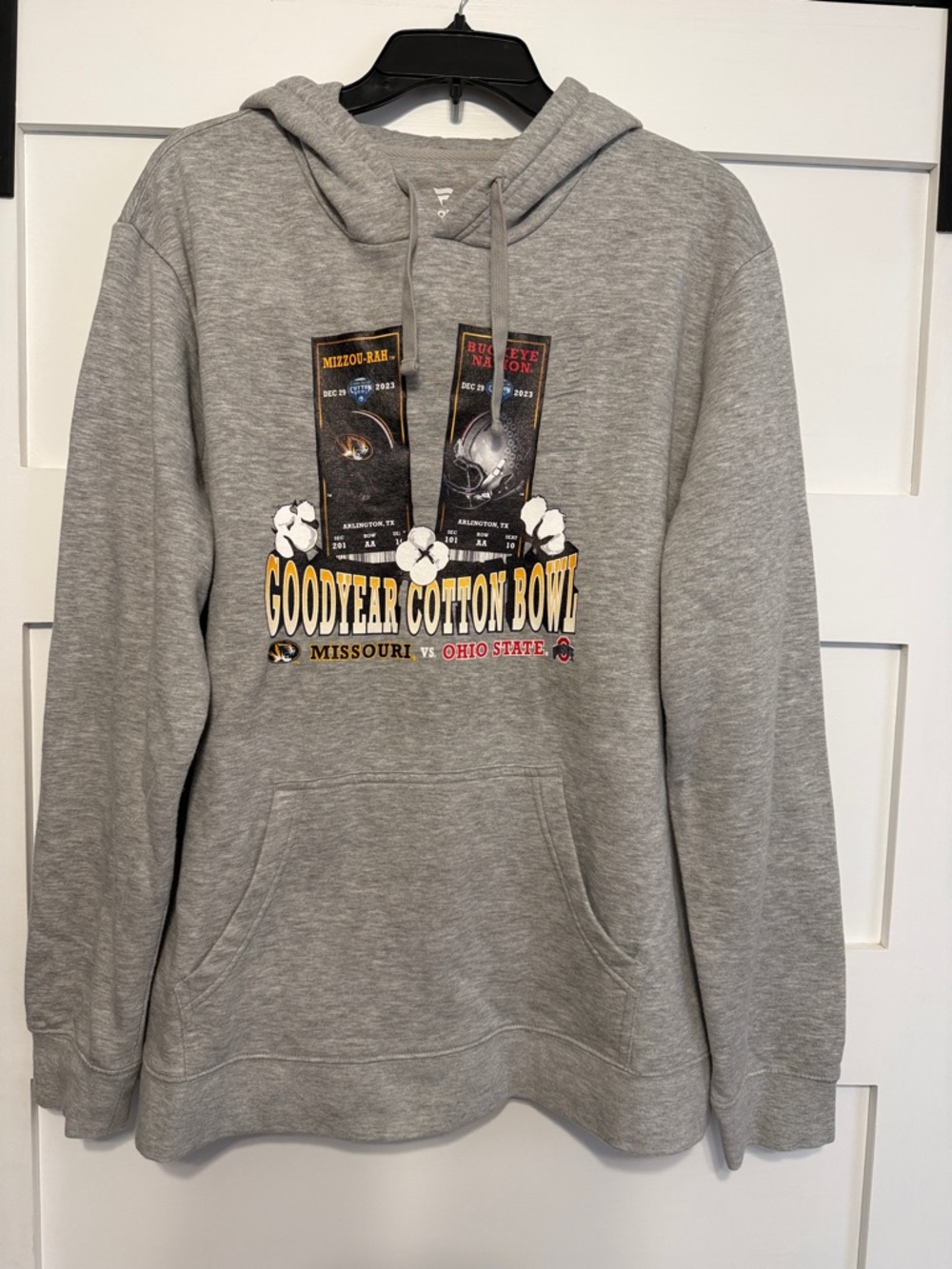 Goodyear Cotton Bowl 2023 Hoodie Missouri vs Ohio State XL Gray